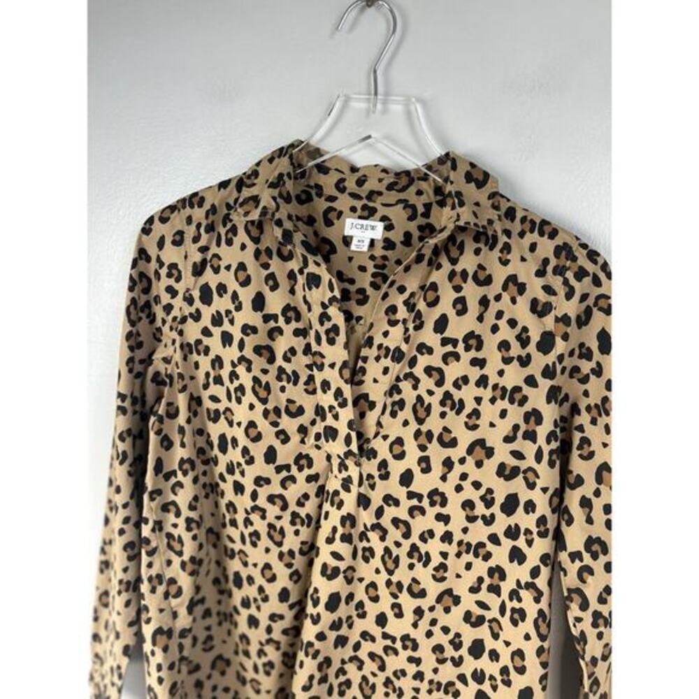 J.Crew Leopard High-Low Popover Tunic Top Women's XS Classic Preppy Cotton AT390 - Picture 4 of 9
